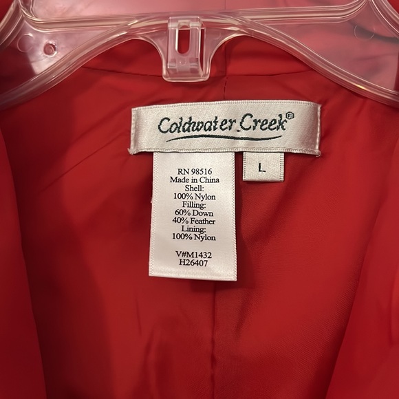 Coldwater Creek Goose Feather Vest Red Large puffy quilted vest  warm casual - Picture 5 of 15